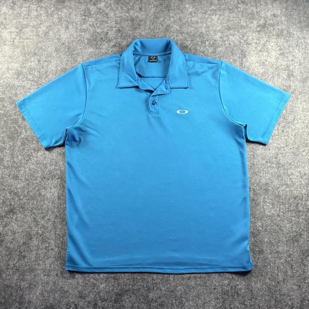 Oakley Polo Shirt Mens Large Blue Golf Performance Embroidered Logo Y2K